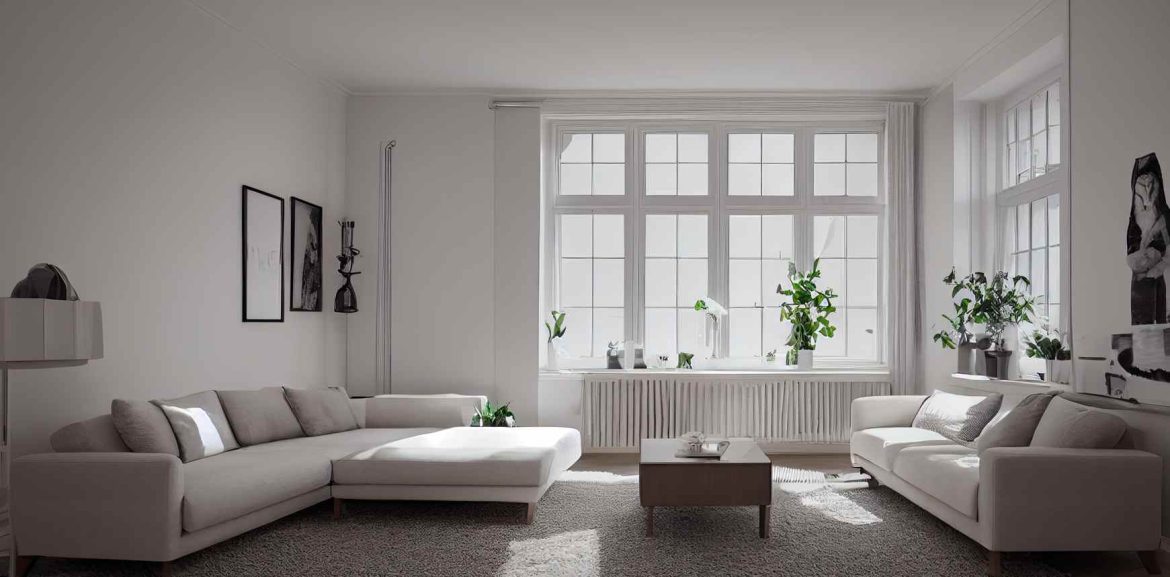 Un salon lumineux et moderne équipé d'une menuiserie pvc avantage et inconvenient pour optimiser l'isolation